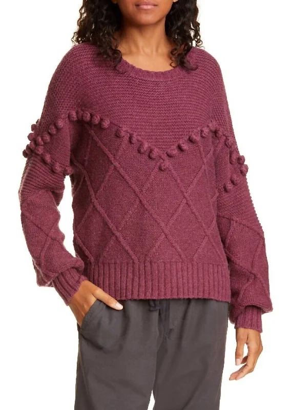 Women's Plus-Size Garments Special Offer Kaaya Textured Mixed Knit Pullover Sweater In Purple Women's Plus-Size Garments Special Offer Kaaya Textured Mixed Knit Pullover Sweater In Purple