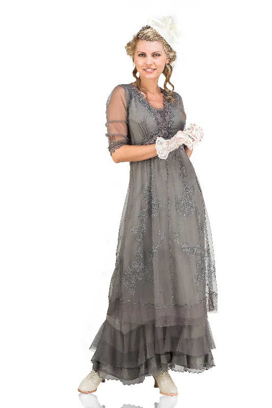 Women's Seasonal Wardrobe Clothing Mega Sales Audrey Vintage Style Party Gown in Smoke by Nataya