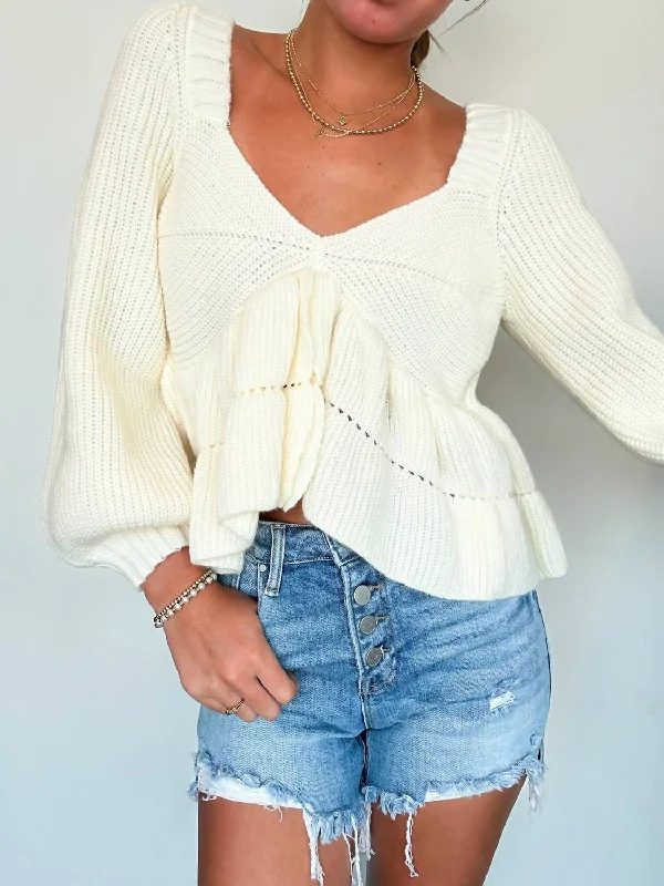 Women's Fashion Clothes Fashion Forward Madelyn Sweetheart Sweater Top In Cream