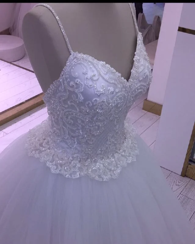 Sustainable Women's Apparel Clearance Sale, All Cheap Siaoryne WD002 Luxury Beaded Tulle Wedding Dress Backless Bridal Ball Gown with Spaghetti Straps Sustainable Women's Apparel Clearance Sale, All Cheap Siaoryne WD002 Luxury Beaded Tulle Wedding Dress Backless Bridal Ball Gown with Spaghetti Straps