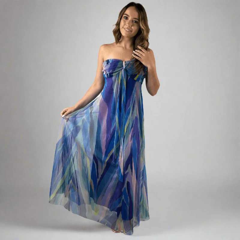 Women's Vacation Garments On-Trend Fashion Offers AQUARELLE Long Strapless Flared Empire Dress Made in USA Women's Vacation Garments On-Trend Fashion Offers AQUARELLE Long Strapless Flared Empire Dress Made in USA