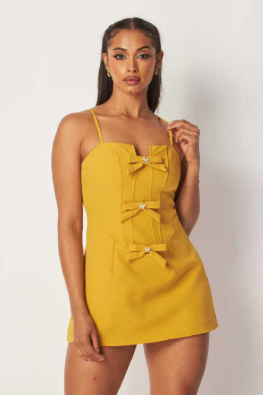 Women's Formal Event Attire Vintage-Modern Style Offers Grace Bow Detail Sleeveless Mini Dress Women's Formal Event Attire Vintage-Modern Style Offers Grace Bow Detail Sleeveless Mini Dress