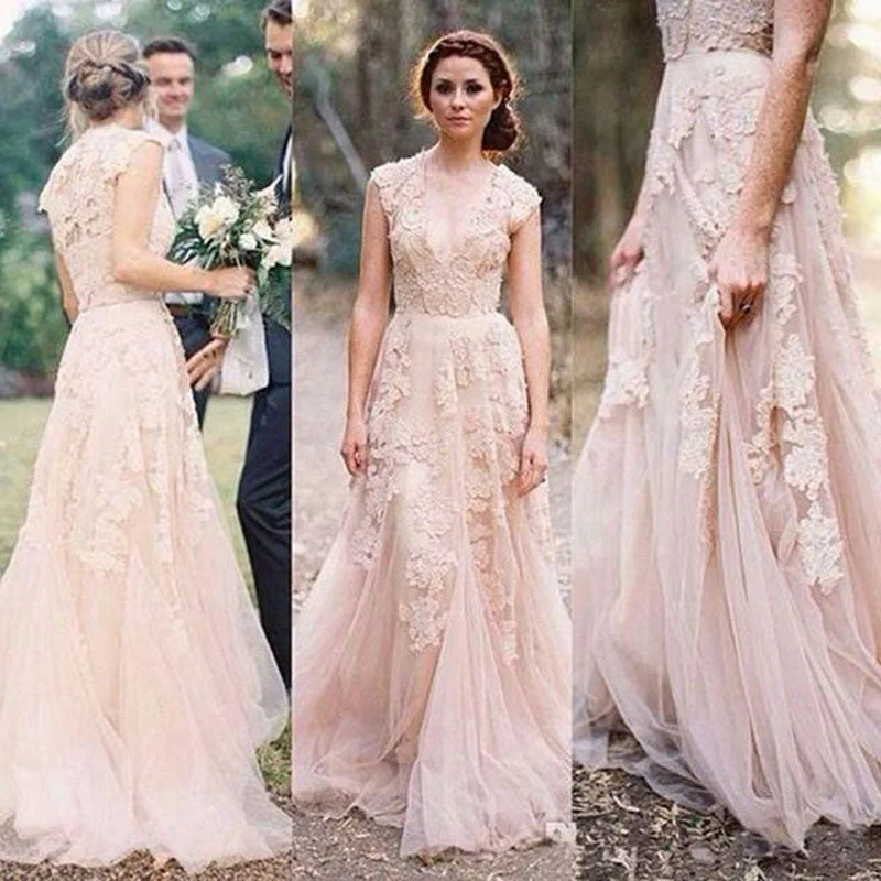 Plus-Size Women's Garments The Good Stuff WD0212 Blush Pink Cap Sleeves Lace Bridal Gown,A Line Country Wedding Dresses Cheap Gown Vestido De Novias Plus-Size Women's Garments The Good Stuff WD0212 Blush Pink Cap Sleeves Lace Bridal Gown,A Line Country Wedding Dresses Cheap Gown Vestido De Novias