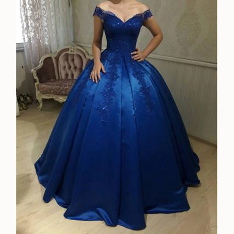 Women's Clothes For Outdoor Events Limited Stock, Big Discounts off the shoulder ball gown satin blue wedding dress formal gown with lace prom 2018 Women's Clothes For Outdoor Events Limited Stock, Big Discounts off the shoulder ball gown satin blue wedding dress formal gown with lace prom 2018