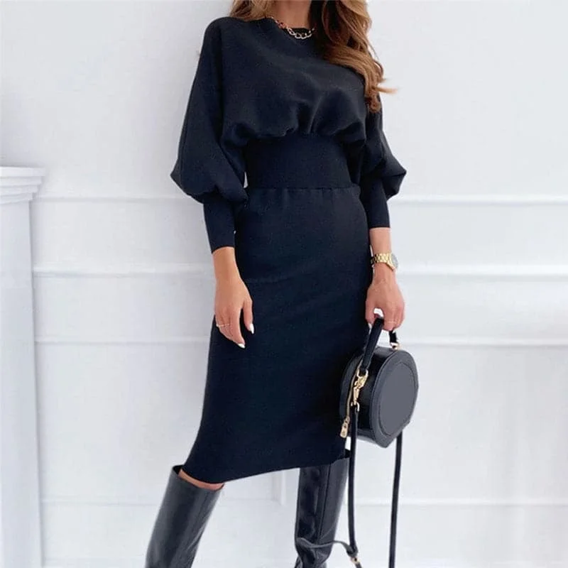 Women's Holiday Apparel Boutique Styles DressBetty - Fashion O-neck Long Sleeve Pencil Dress