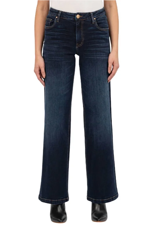 Women's Plus-Size Apparel High-End Style Discounts High Rise Wide Leg Jeans In Fortitude