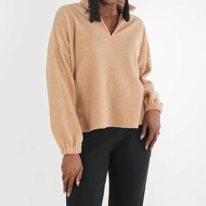 Women's Comfortable Lounge Garments Fashion-Forward Poppy Pop-Over Sweater In Teddy Women's Comfortable Lounge Garments Fashion-Forward Poppy Pop-Over Sweater In Teddy