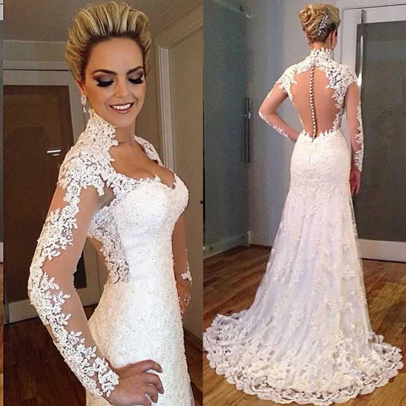 Affordable Fashion Clothing For Women Trend Alert Gorgeous Vintage Wedding Dresses Lace ,High Neck Bridal Gown with Long Sleeves Affordable Fashion Clothing For Women Trend Alert Gorgeous Vintage Wedding Dresses Lace ,High Neck Bridal Gown with Long Sleeves