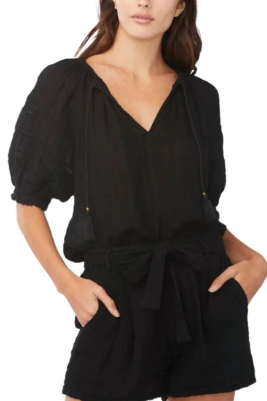 Unleash Your Fashion Colette V-Neck Top In Black