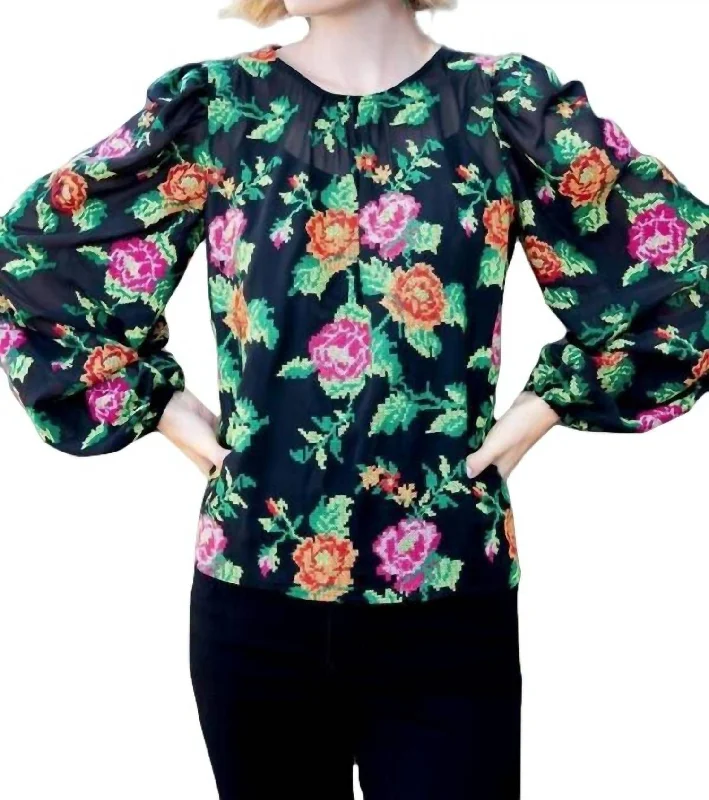 Luxe Style Discounts Harlow Top In Crossstitch Rose