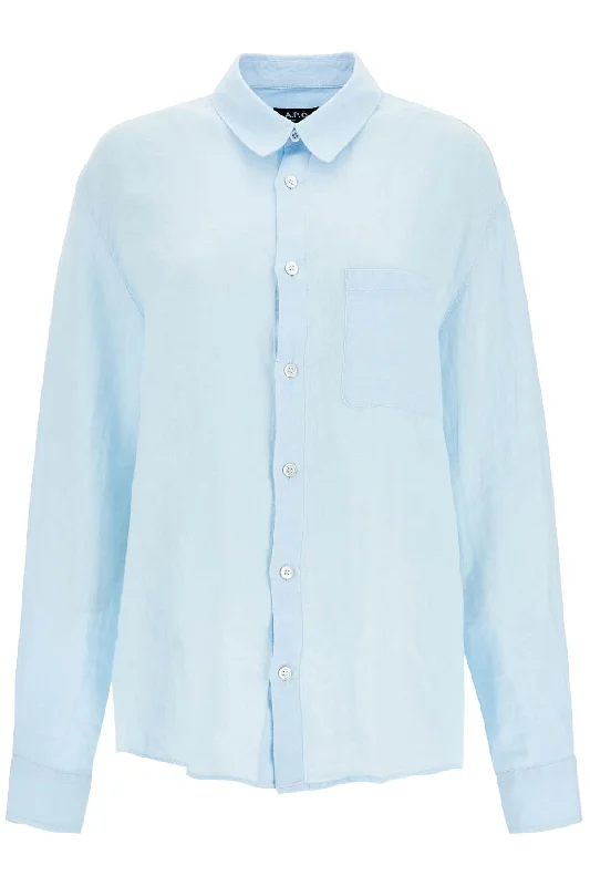 Vintage-Inspired Style Offers A.P.C. Women's blue Linen Shirt Wide Fit