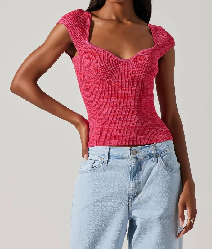 Affordable Trendy Fashion Eloah Top In Pink Space Dye