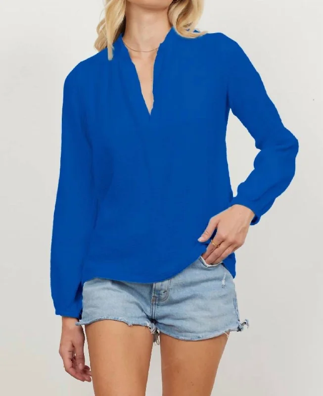 Luxury Fashion Santa Fe Gauze Top In Sapphire Blue