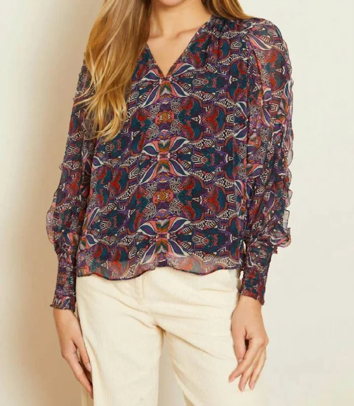 Fashion Frontiers Flora Top In Kaleidoscope Leaves