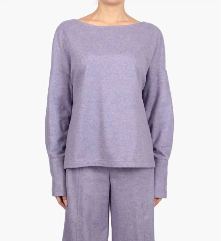 Romantic Chic Deals Boat Neck Cashmere Shirt In Lavender