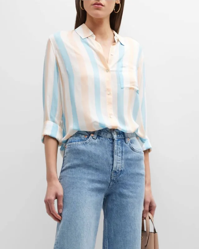 Ride The Style Wave Josephine Striped Button-Front Shirt In Daylight Stripe