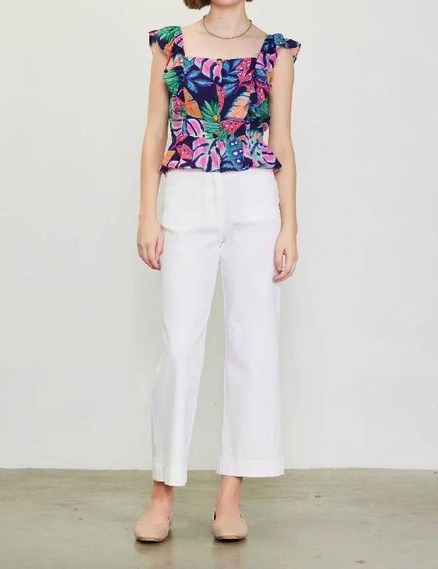 Hot Brand Discounts Ula Ruffled Sleeve Top In Tropical Print
