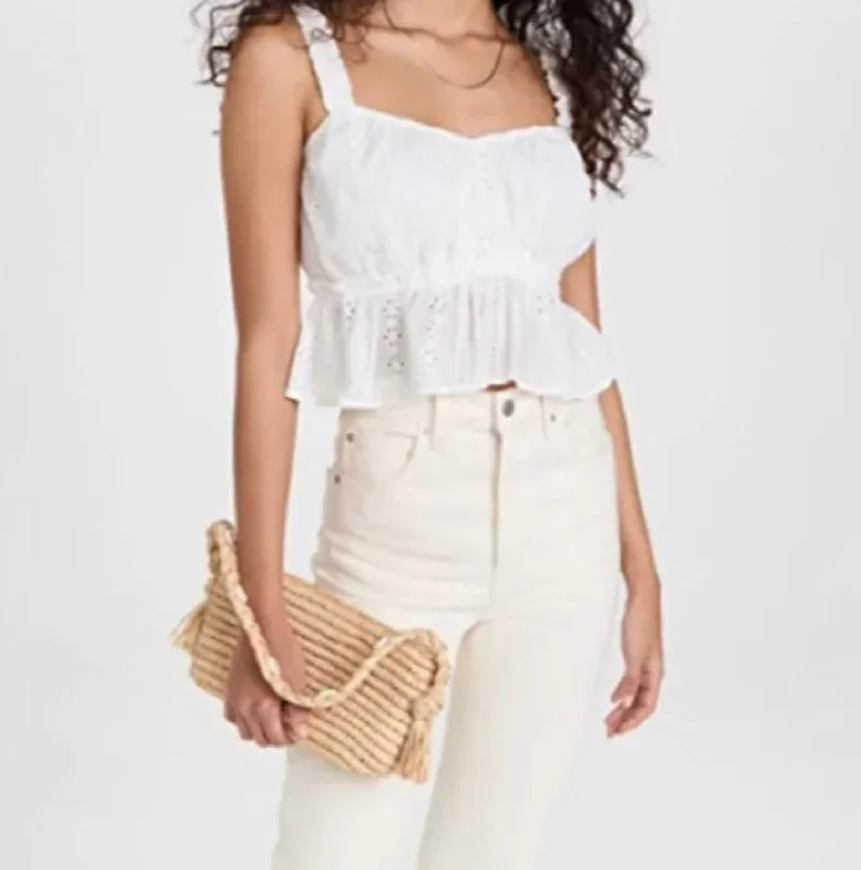 Fashionista Favorites With The Wind Top In White Eyelet