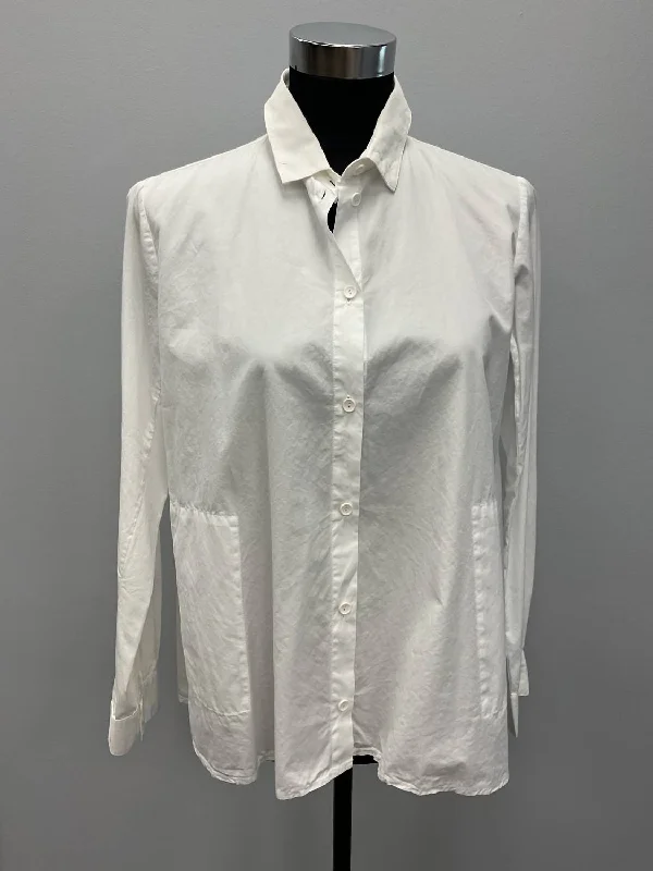 Cozy Chic Promotions White Cotton Shirt With Pockets