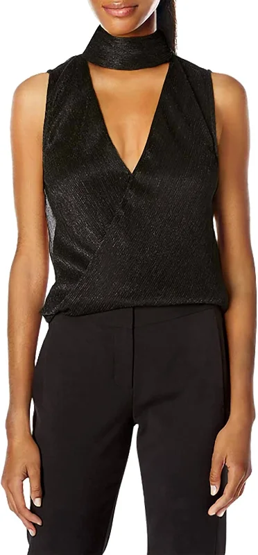 Catch Every Fashion Trend Blair Crossover Top In Metallic Black