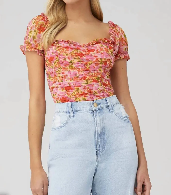 Budget-Friendly Fashion Helena Top In Pink Multi Floral