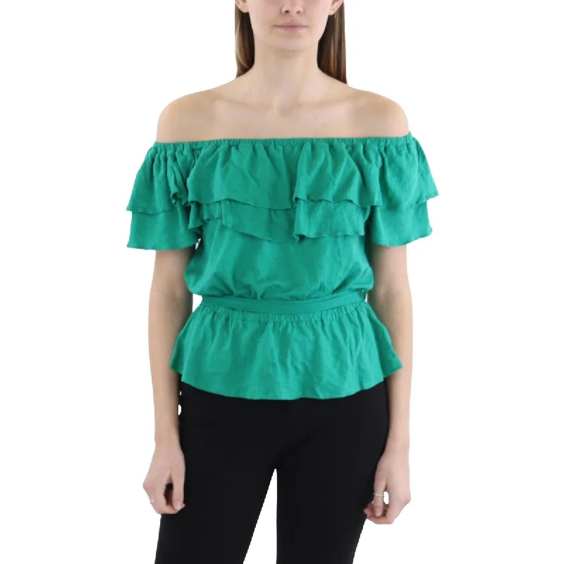 Style Upgrade Womens Off The Shoulder Belted Peplum Top