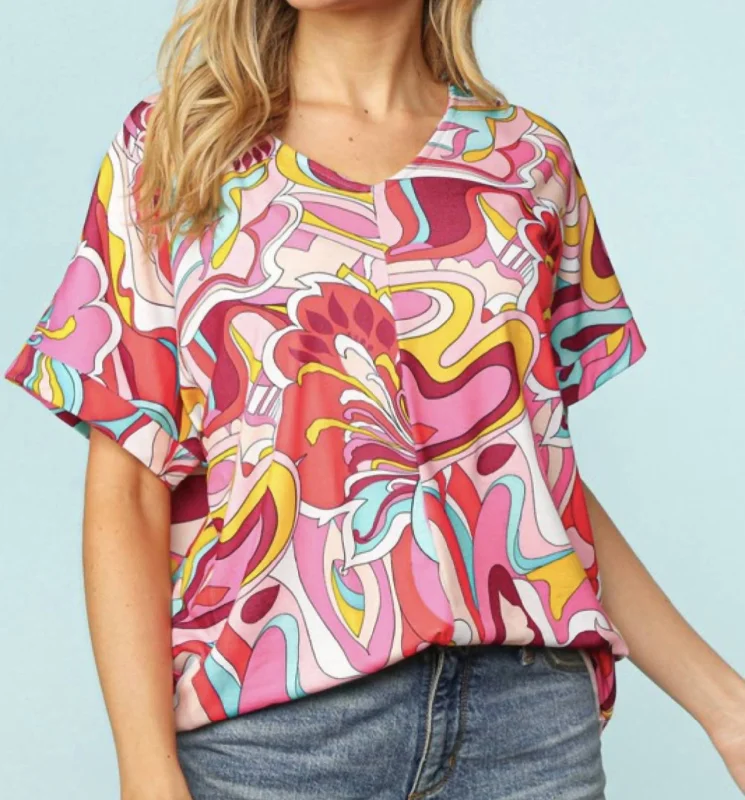 Comfortable Chic Groovy In Pink Multi