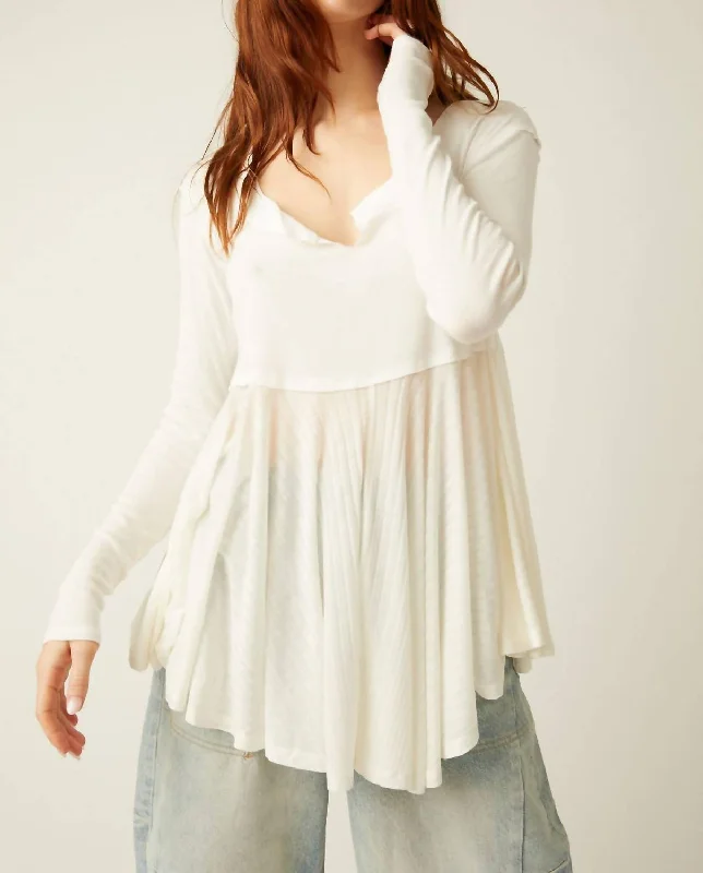 Essentials On Sale Clover Babydoll Top In Ivory