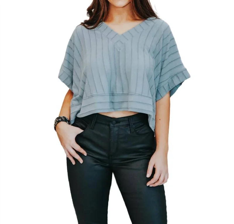 Trend Alert Crop Til You Drop Top In Dusty Blue