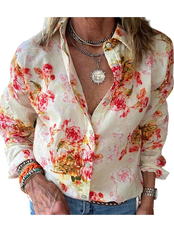 Unleash Your Fashion Peaceful Garden Top In White Floral