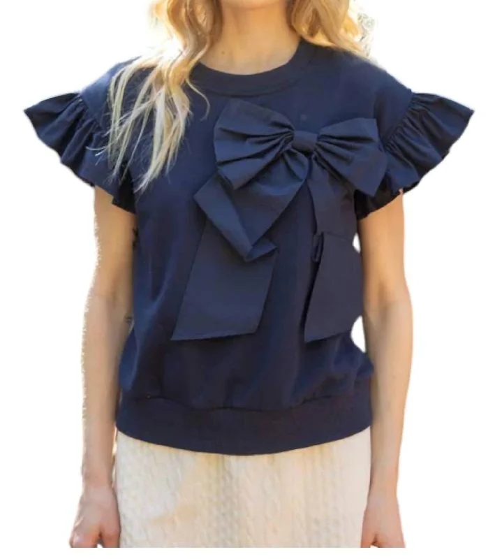 Embrace New Fashion Nantucket Ribbon Bow Top In Navy