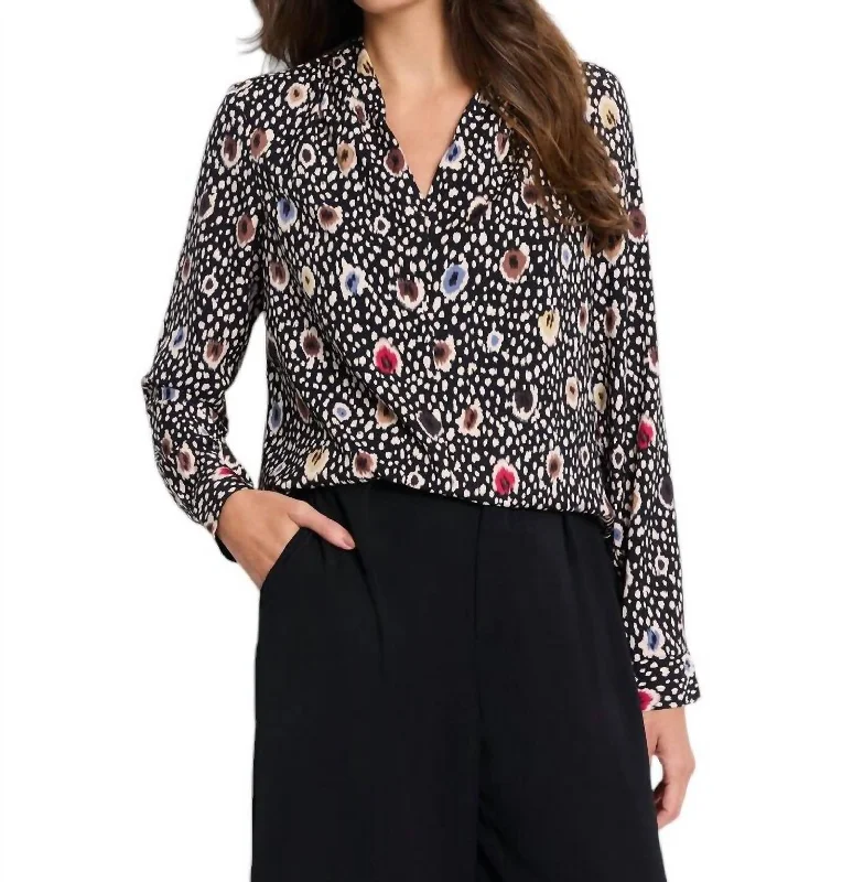 Trend Forward Threads Spotted Dots Top In Black Multi