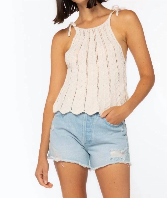 Budget-Friendly Fashion Crochet Knit Halter Top In Ivory