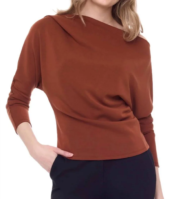 Exclusive Designer Style Deals Demi Modal Three Fourth Sleeve Top In Paprika