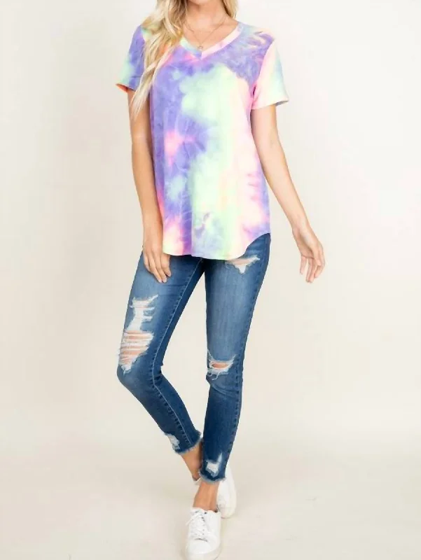 Fresh Styles, Fresh Deals Free Spirit Tie Dye Top - Plus In Purple/lime