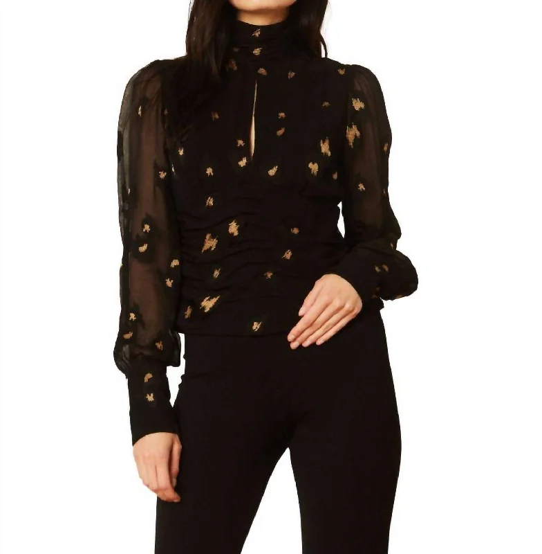 You'll Love Us Because Joella Starry Night Jacquard Top In Black