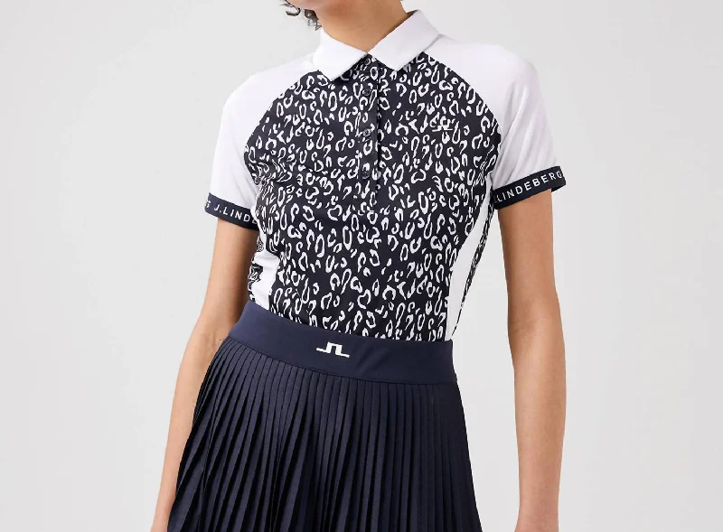 Evening Elegance Bethati Print Golf Polo In Jl Navy Animal Print