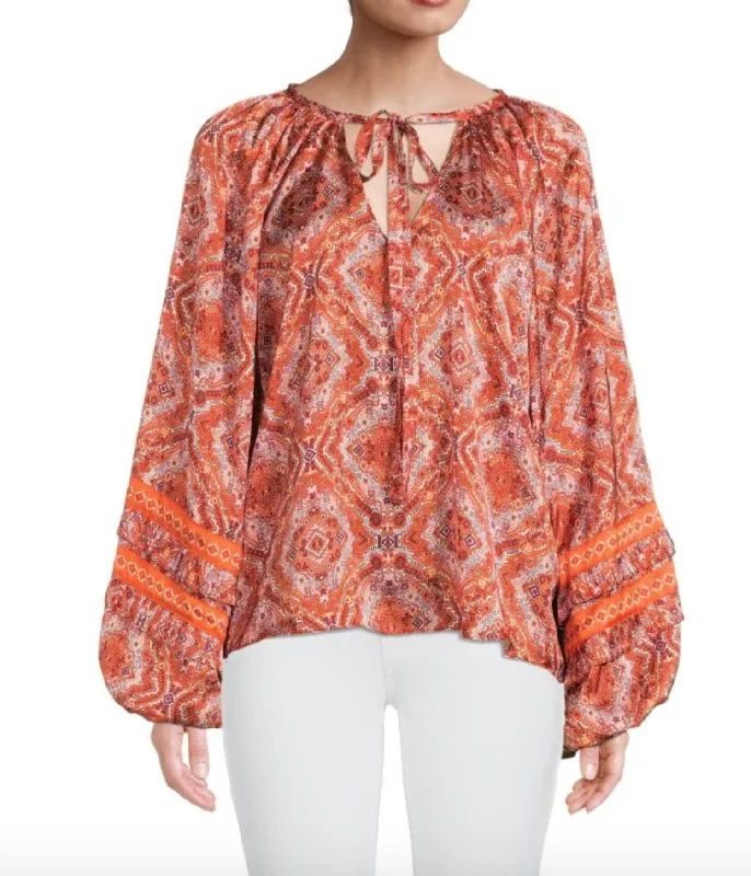 Flash Sale Printed Daily Top In Zinnia Orange