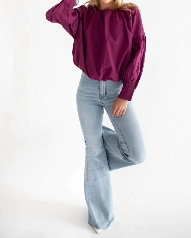 Holiday Glam Ava Top In Merlot