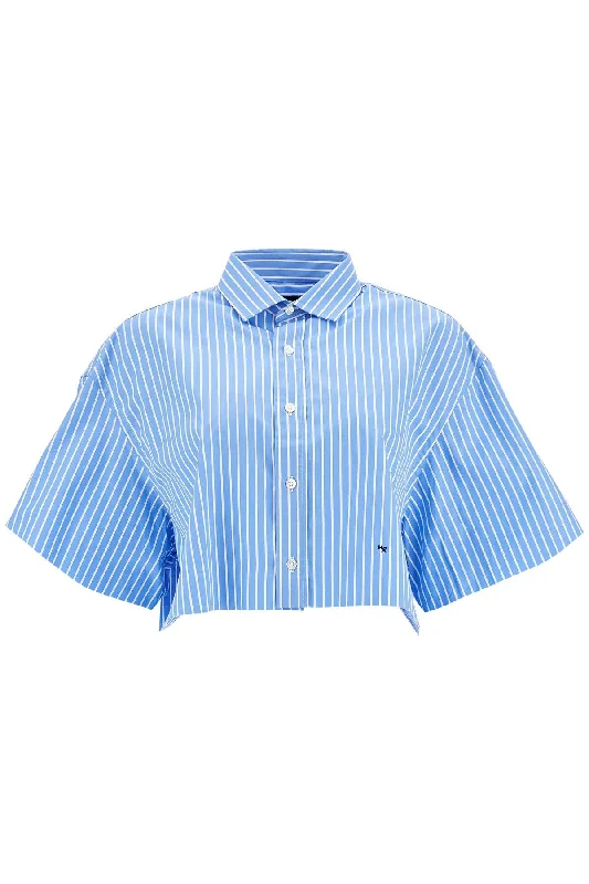 Affordable Luxury Fashion Homme Girls Women's blue Striped Cotton Shirt