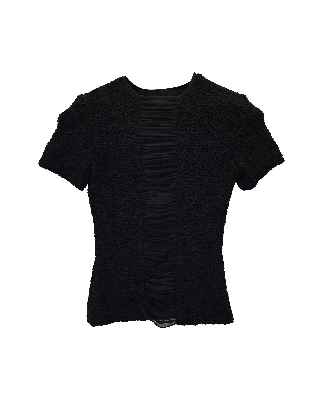 Shop Sale Items Alexander Wang Smocked Chiffon Top in Black Polyester