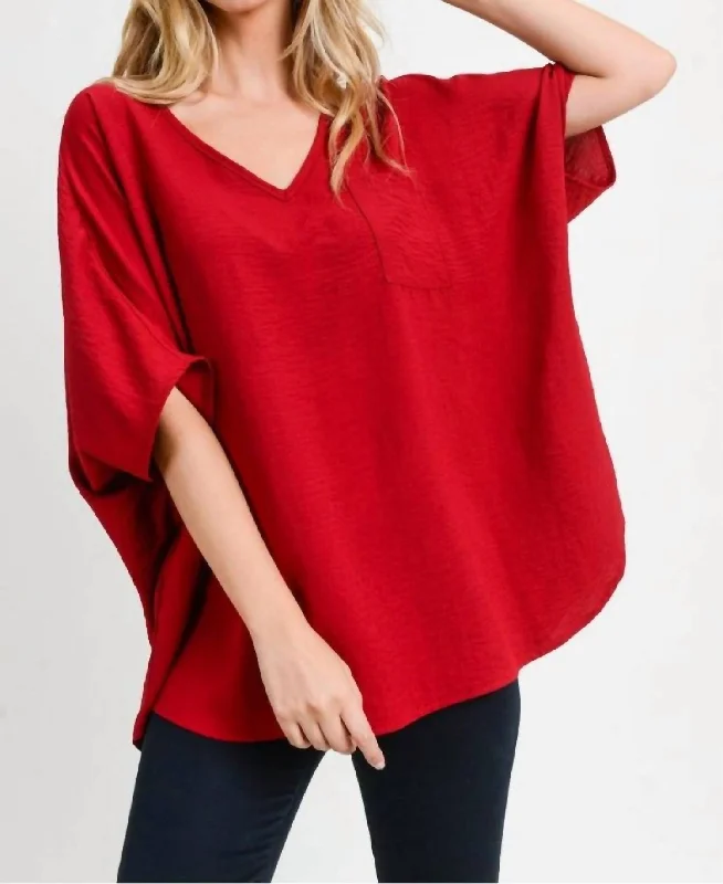 Fashion Sale Burst Of Joy Top In Burgundy