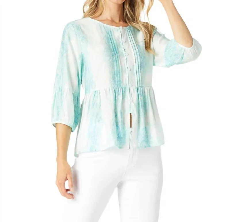 Crazy Discounts, Hurry Up Marina Button-Up Top In Seafoam