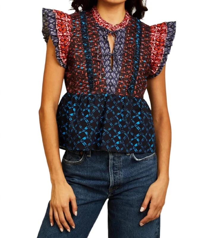 Huge Markdowns Persephone Cap Sleeve Top In Layla Medley Print