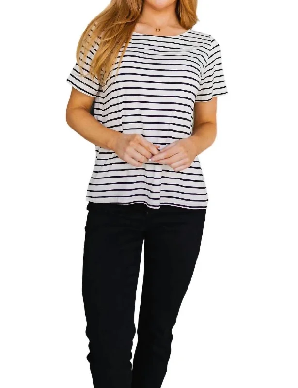 Essentials On Sale You're My Sweetheart Striped Top In White/black