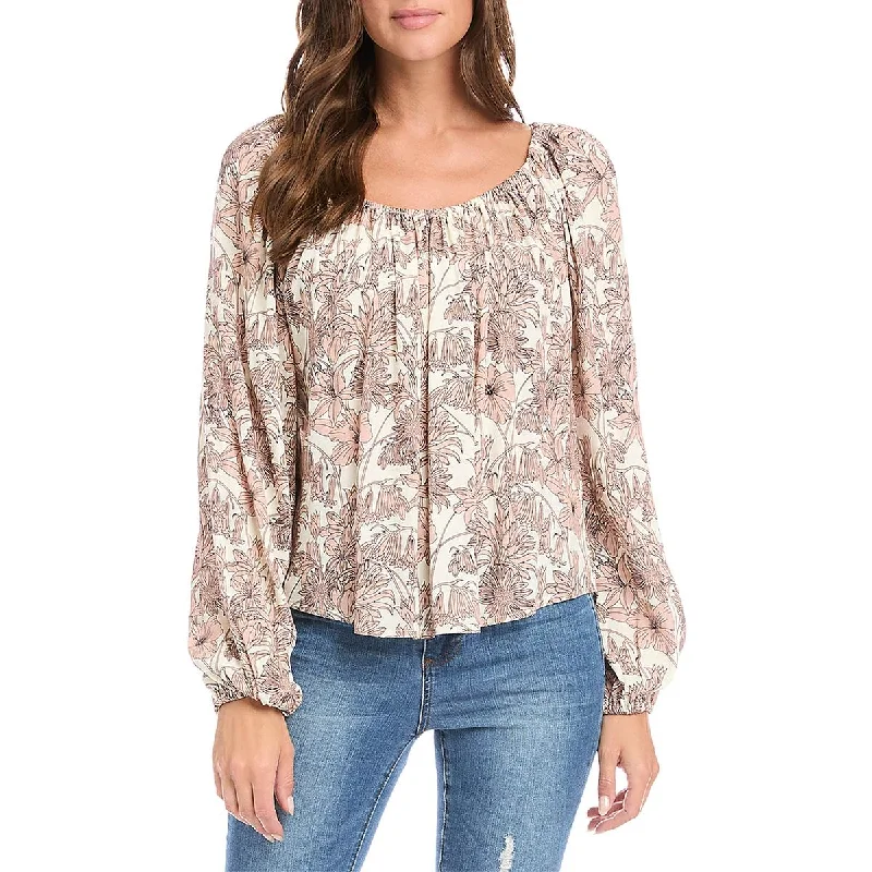 Limited Time Offers Womens Floral Print Viscose Peasant Top