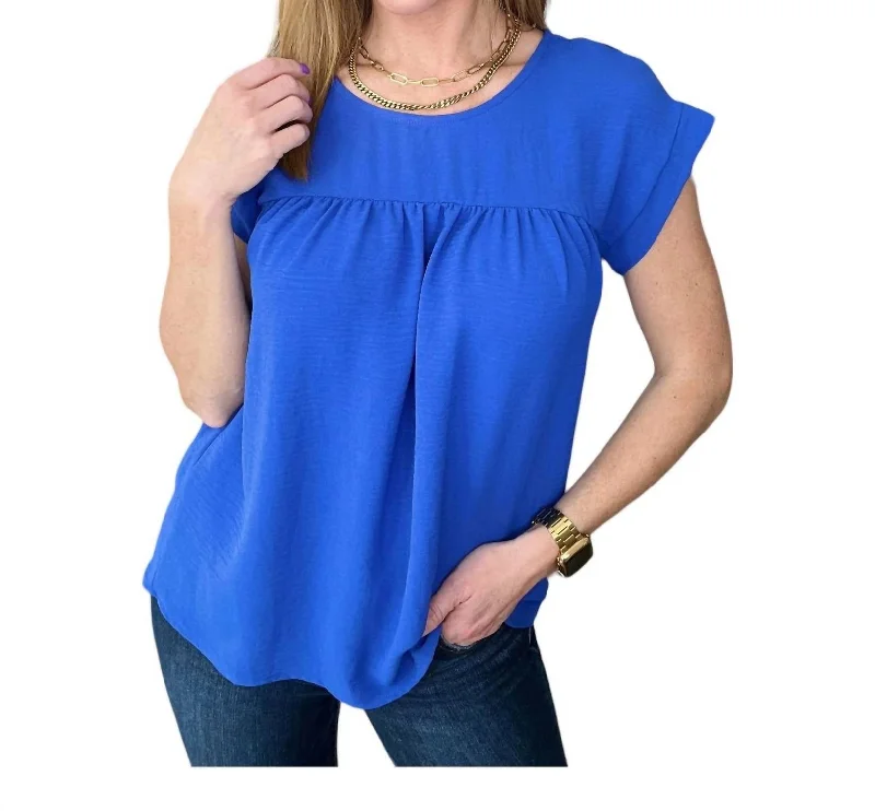 Fashion Forward, Function First Airflow Babydoll Top In Royal Blue