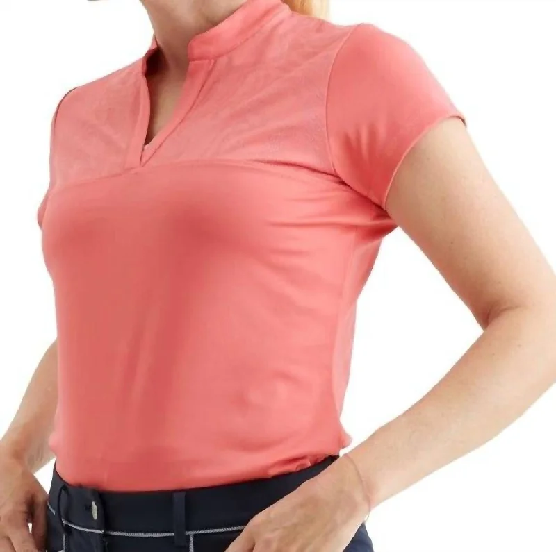 New In This Season Women Lisa Cup Sleeve Polo In Exotic Coral