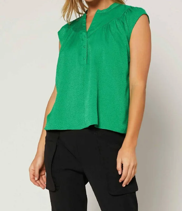 Unleash Your Trendy Side Terry Top In Green