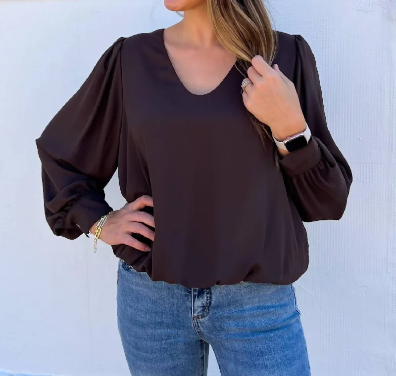 Effortless Style, Endless Impact Puff Sleeve Top In Brown